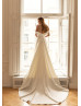 Elegant Ivory Satin Wedding Dress With Detachable Train Elegant Ivory Satin Wedding Dress With Detachable Train